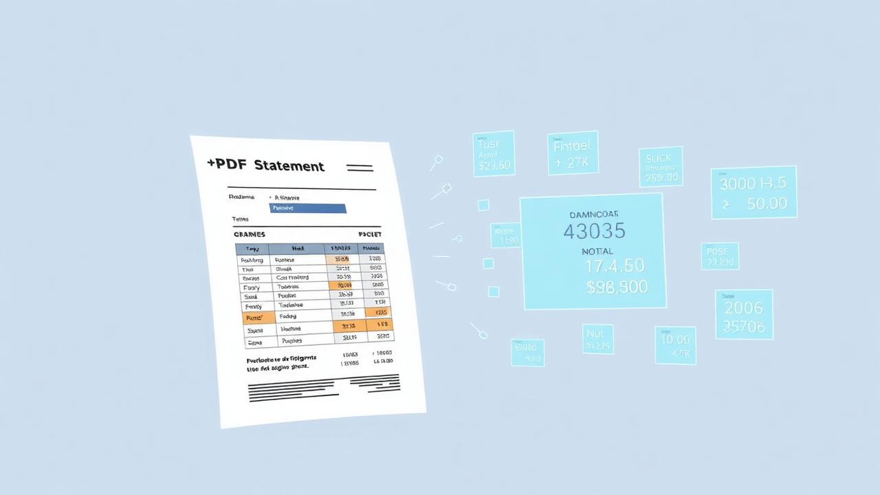 AI-powered statement extraction pulling financial data from a PDF bank statement