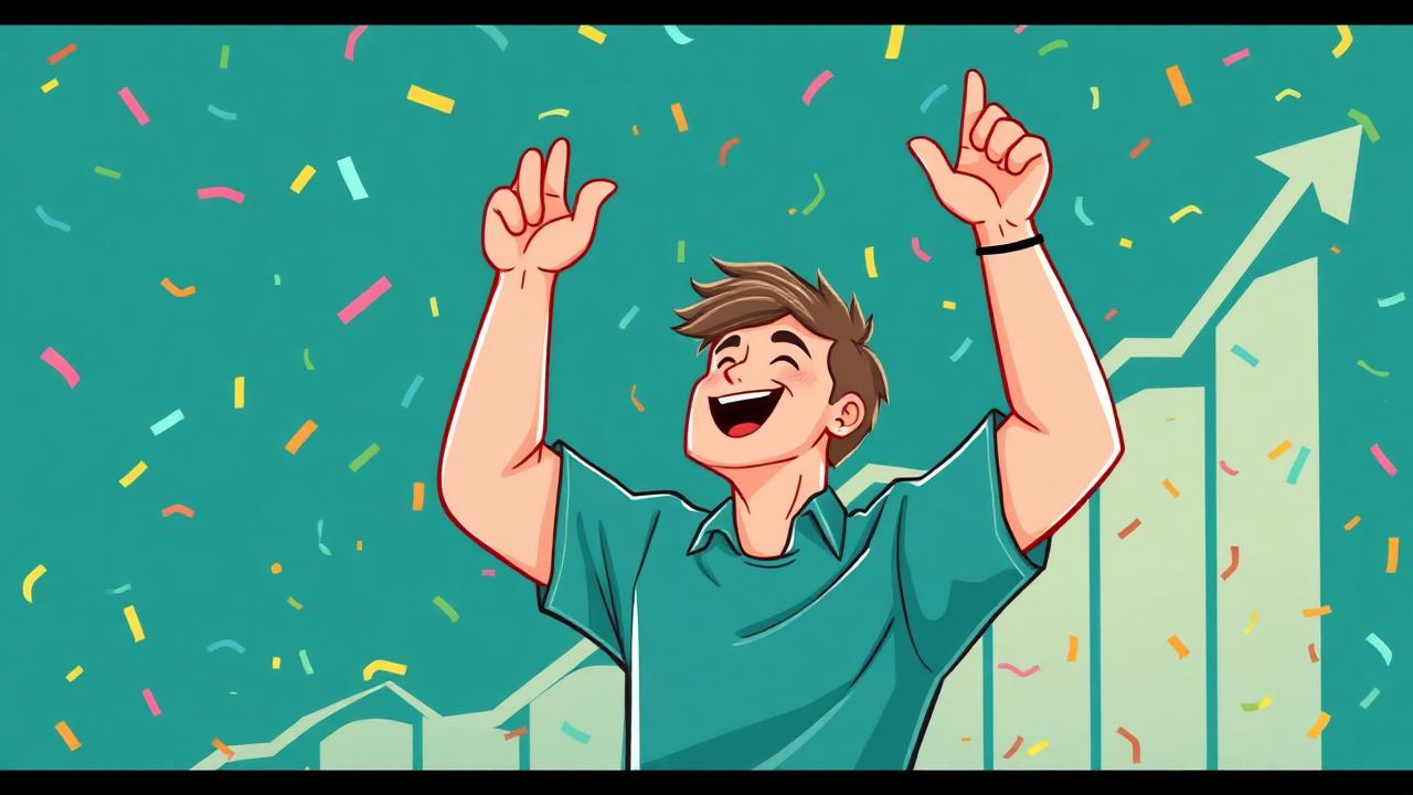 Celebrating debt freedom with upward trending financial progress